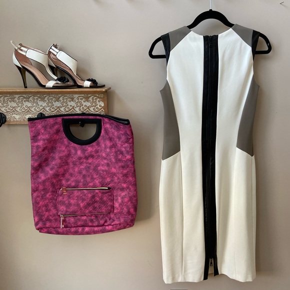 Danier leather white colour block dress - Picture 3 of 6